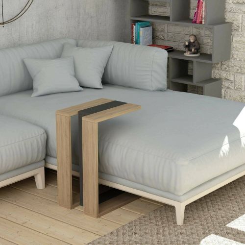 Tavolino salotto rettangolare quercia e antracite 30x40x57h cm - Orione