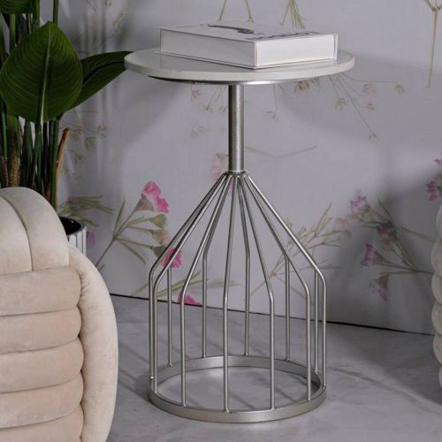 Tavolino salotto rotondo argento 37x37x58h cm - Calepio