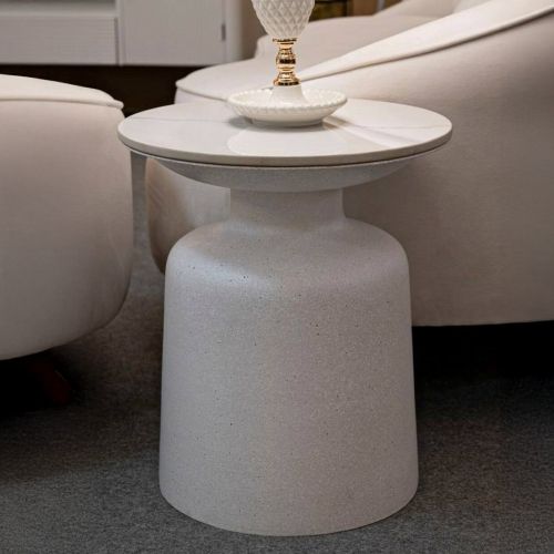 Tavolino salotto rotondo bianco 40x40x47h cm - Farfa
