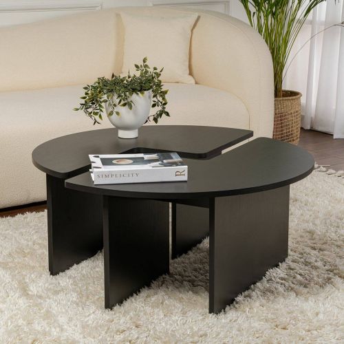 Tavolino salotto rotondo nero 90x90x41h cm - Tairn