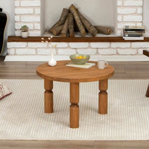 Tavolino salotto rotondo quercia 60x60x40h cm effetto opaco - Victorine