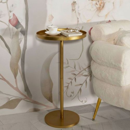 Tavolino soggiorno alto circolare oro 51x51x100h cm - Argile