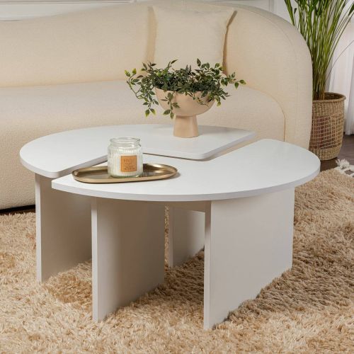 Tavolino soggiorno circolare bianco 90x90x41h cm - Tairn