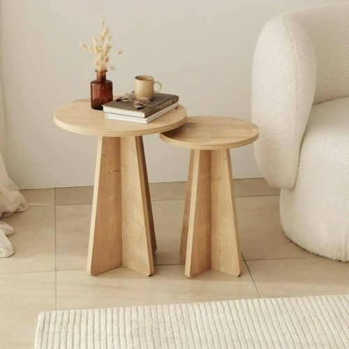 Tavolino soggiorno circolare quercia 40x40x50h cm - Dorina