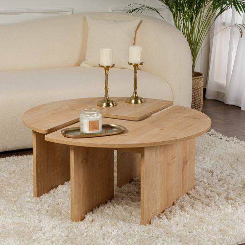 Tavolino soggiorno circolare quercia 90x90x41h cm - Tairn