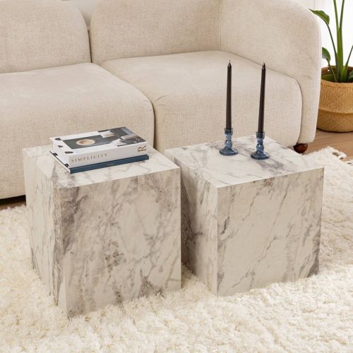 Tavolino soggiorno cubico marmo 40x40x45h cm - Brennan