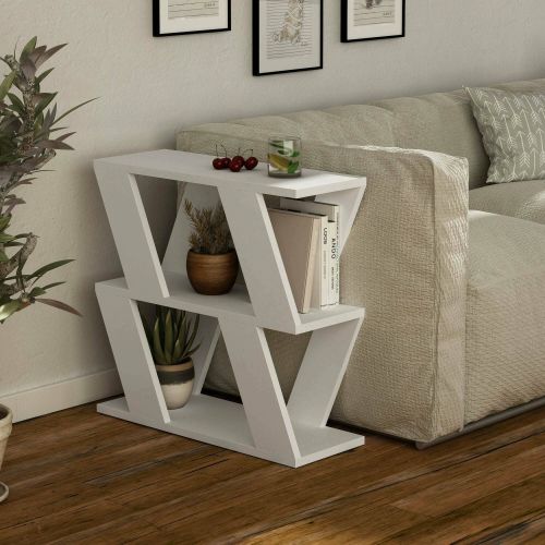 Tavolino soggiorno geometrico bianco 60x22x57h cm - Beniamina