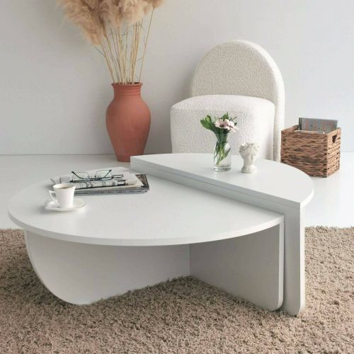 Tavolino soggiorno irregolare bianco 90x90x35h cm - Azim