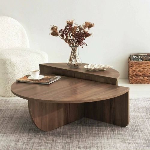 Tavolino soggiorno irregolare noce scuro 90x90x35h cm - Azim