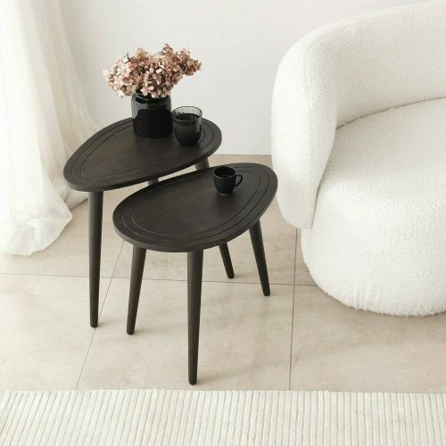 Tavolino soggiorno ovale antracite 50x33x52h cm - Janequeo