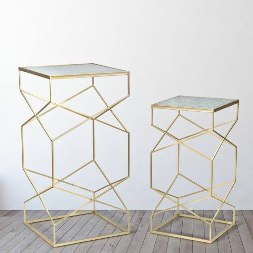 Tavolino soggiorno quadrato oro 50x50x100h cm - George