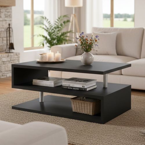 Tavolino soggiorno rettangolare antracite 90x55x41h cm - Natalia
