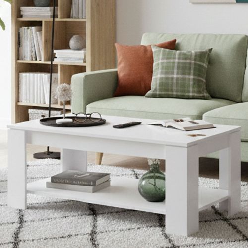 Tavolino soggiorno rettangolare bianco 102x43x50h cm - Aeolus