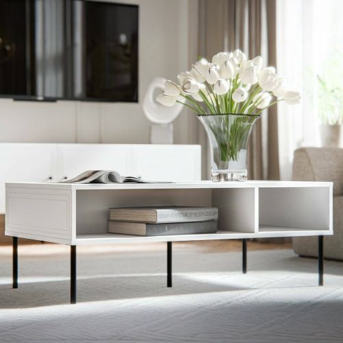 Tavolino soggiorno rettangolare bianco 110x60x40h cm - Enemonzo