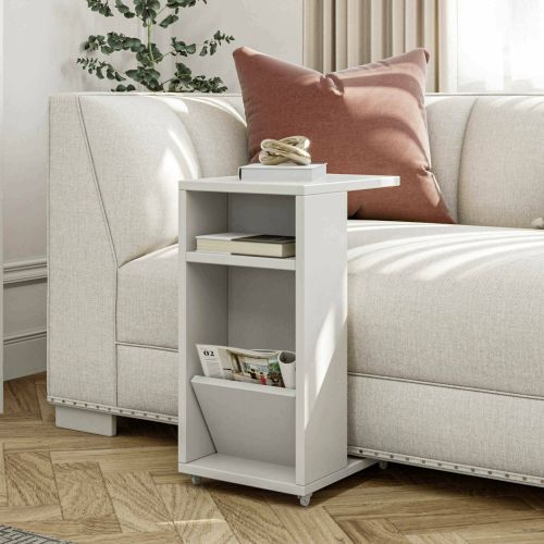 Tavolino soggiorno rettangolare bianco 30x40x63h cm - Blas