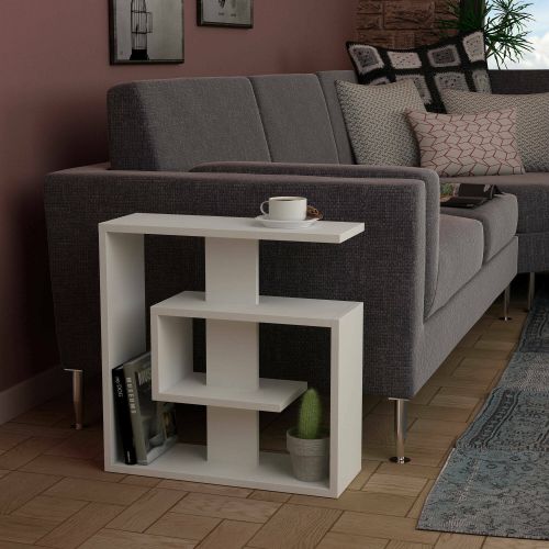 Tavolino soggiorno rettangolare bianco 55x20x57h cm - Rumbia