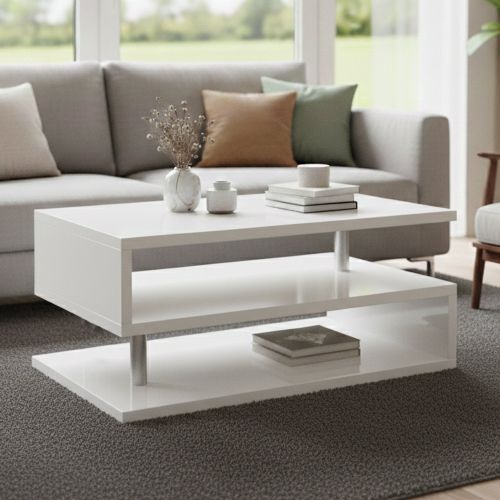 Tavolino soggiorno rettangolare bianco 90x55x41h cm - Natalia
