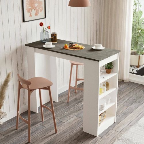 Tavolino soggiorno rettangolare bianco e grigio 120x51x101h cm - Pontebba