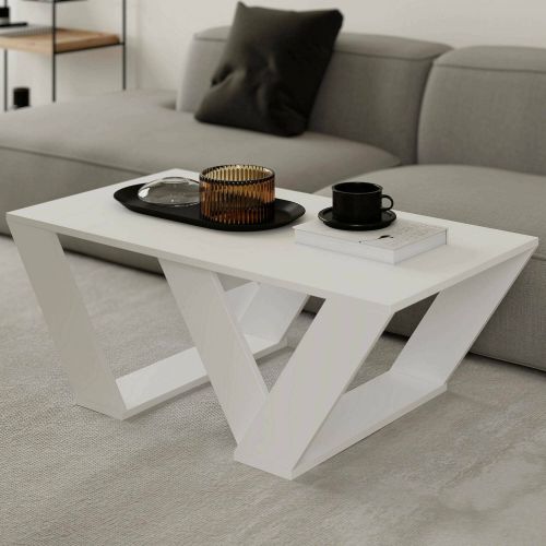 Tavolino soggiorno rettangolare bianco opaco 110x60x40h cm - Mercedes