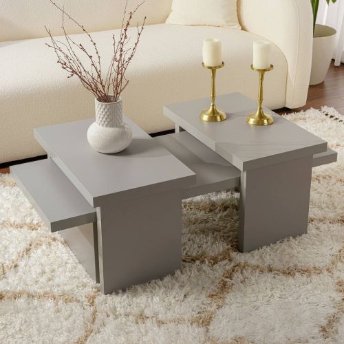 Tavolino soggiorno rettangolare grigio 110x45x41h cm - Amarantha