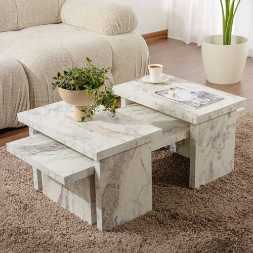 Tavolino soggiorno rettangolare marmo 110x45x41h cm - Amarantha