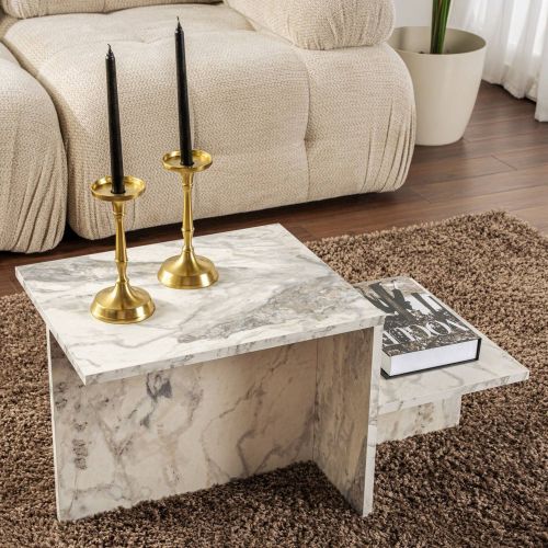Tavolino soggiorno rettangolare marmo 80x40x40h cm - Varian
