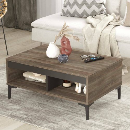 Tavolino soggiorno rettangolare marrone e antracite 90x60x40h cm - Apostolo
