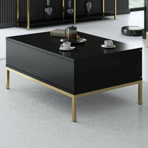 Tavolino soggiorno rettangolare nero e oro 90x60x40h cm - Vespero
