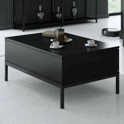 Tavolino soggiorno rettangolare nero opaco 90x60x40h cm - Vespero