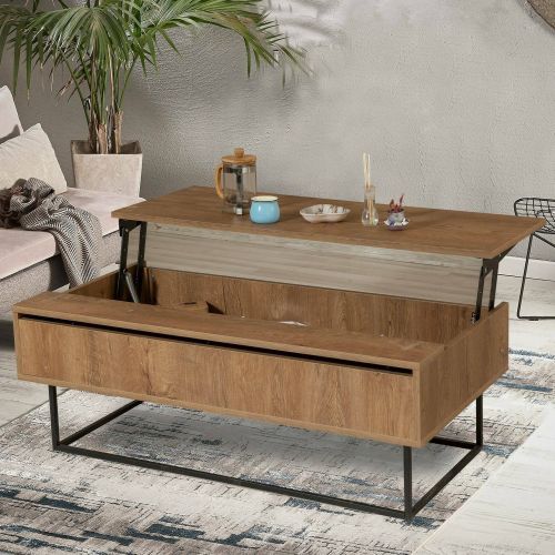 Tavolino soggiorno rettangolare noce e nero 120x60x43h cm - Barghe