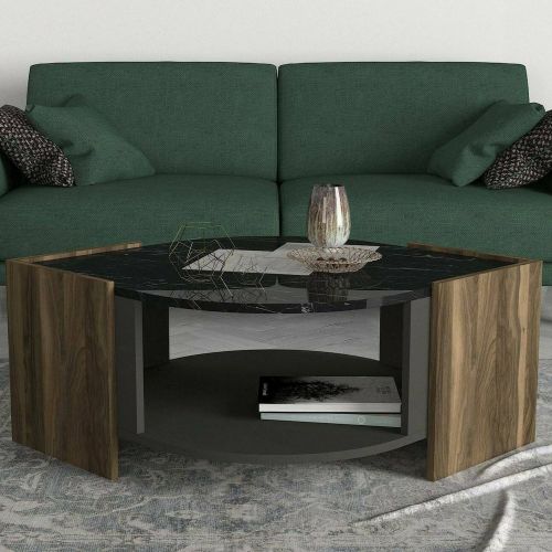 Tavolino soggiorno rettangolare noce e nero 75x75x40h cm - Baone