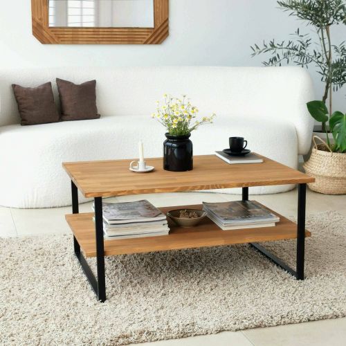 Tavolino soggiorno rettangolare quercia 85x60x40h cm - Aprica