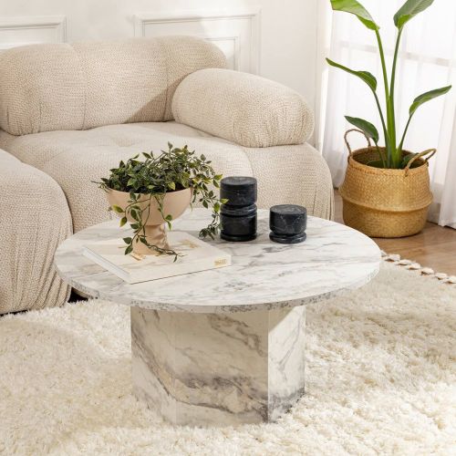 Tavolino soggiorno rotondo marmo 80x80x40h cm - Ridoc