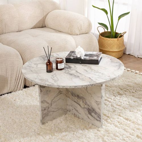 Tavolino soggiorno rotondo marmo 80x80x45h cm - Tamlin