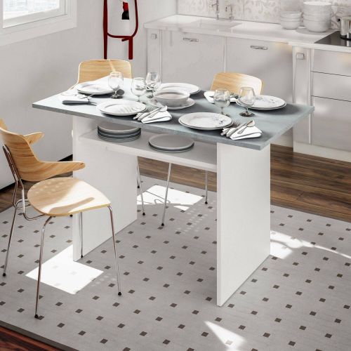 Tavolo allungabile 2-4 posti 120x35cm bianco e cemento - Arila