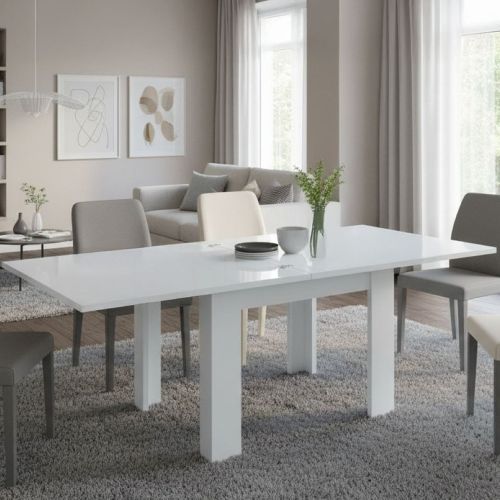 Tavolo allungabile 6-8 posti 90x90cm bianco lucido - Airin