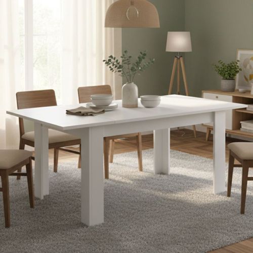 Tavolo allungabile 8-10 posti 137x90cm bianco lucido - Takumi