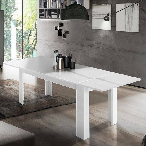 Tavolo allungabile 8-12 posti 160-210x90cm bianco lucido -Agenore