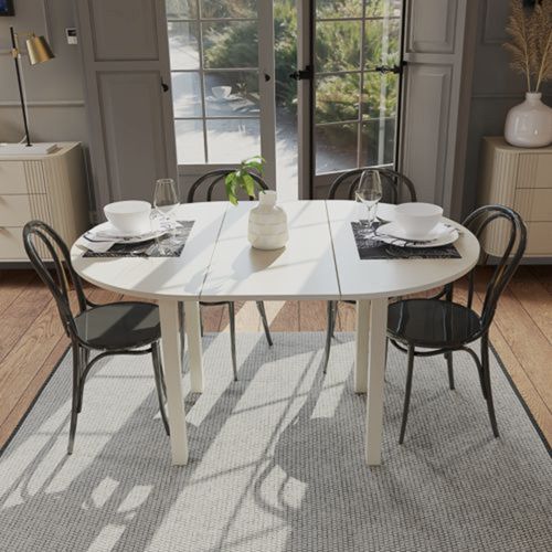 Tavolo Allungabile Beige 6 Posti Allungabile 100x80x76h cm, Meccanismo Estensione Allunga Centrale - Liriteda
