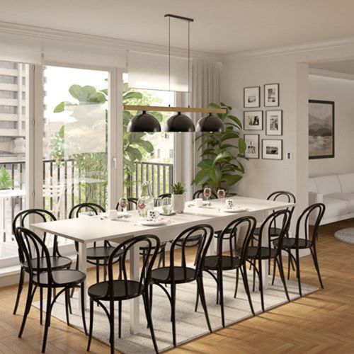 Tavolo Allungabile Bianco 12 Posti Allungabile 160x80x76h cm, Meccanismo Estensione Allunga Centrale - Lireli