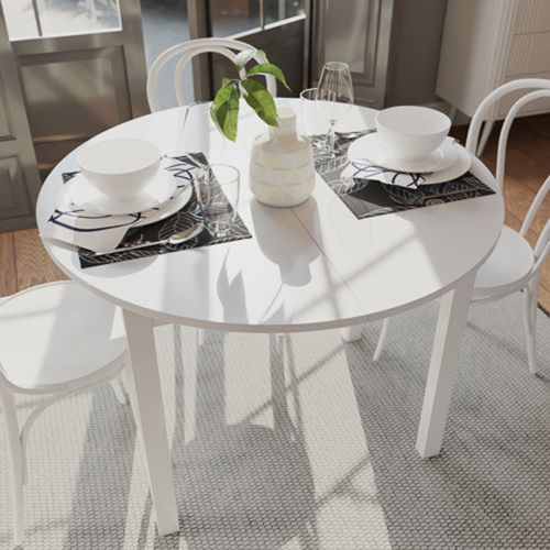 Tavolo Allungabile Bianco 6 Posti Allungabile 100x80x76h cm, Meccanismo Estensione Allunga Centrale - Liriteda
