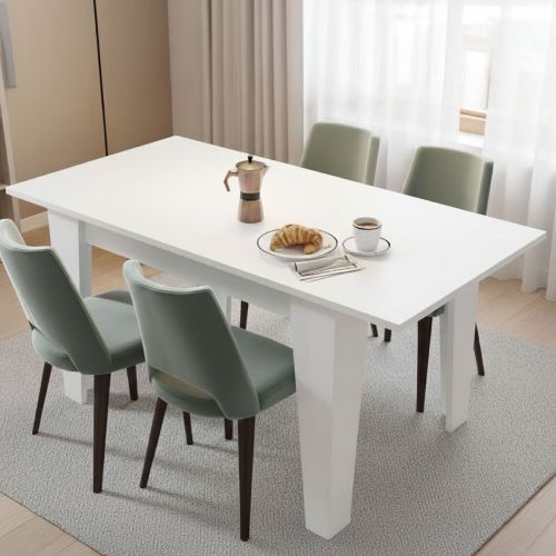 Tavolo Allungabile Bianco Allungabile Meccanismo Estensione Allunga Centrale 160x80x78h cm, Lunghezza Massima 160 cm - Pizzoli
