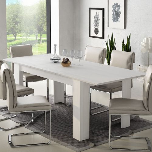 Tavolo Allungabile Bianco Allungabile Meccanismo Estensione Allunga Centrale 220x90x75h cm, Lunghezza Massima 220 cm - Campora