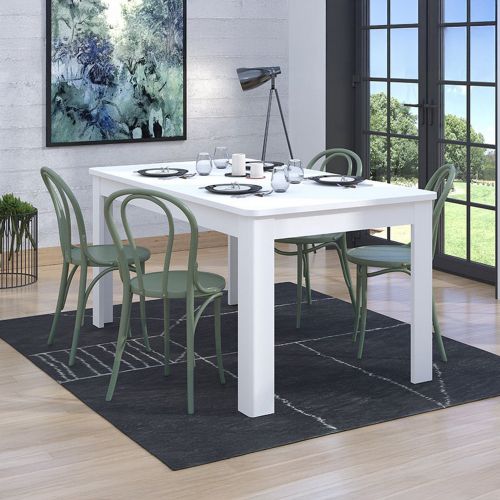 Tavolo Allungabile Bianco Lucido 8 Posti Allungabile 160x90.5x76.5h cm, - Colosimi