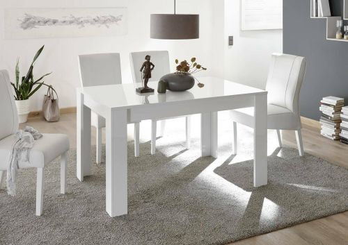 Tavolo allungabile Corbara, Consolle con allunghe, Tavolo da pranzo, Ripiano estensibile da cucina, Made in Italy, 137x90 h79 cm, Bianco lucido