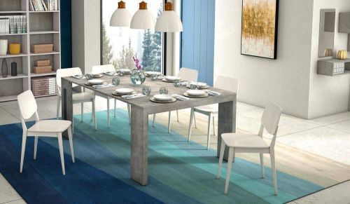 Tavolo allungabile Glicine, Tavolo da pranzo estensibile, Consolle multiuso con allunghe, 100% Made in Italy, 186x80h76 cm, Cemento