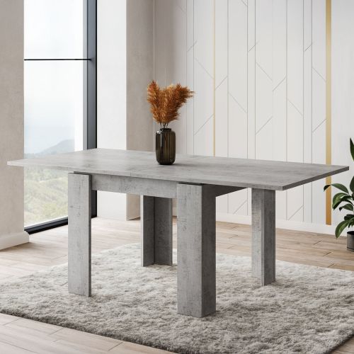 Tavolo Allungabile Grigio Cemento Allungabile Meccanismo Estensione a Libro 180x90x78h cm, Lunghezza Massima 180 cm - Popoli