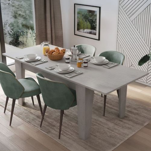 Tavolo Allungabile Grigio Cemento Allungabile Meccanismo Estensione Allunga Centrale 200x88x78h cm, Lunghezza Massima 200 cm - Salmour
