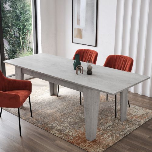 Tavolo Allungabile Grigio Cemento Allungabile Meccanismo Estensione Allunga Centrale 220x88x78h cm, Lunghezza Massima 220 cm - Sassetta