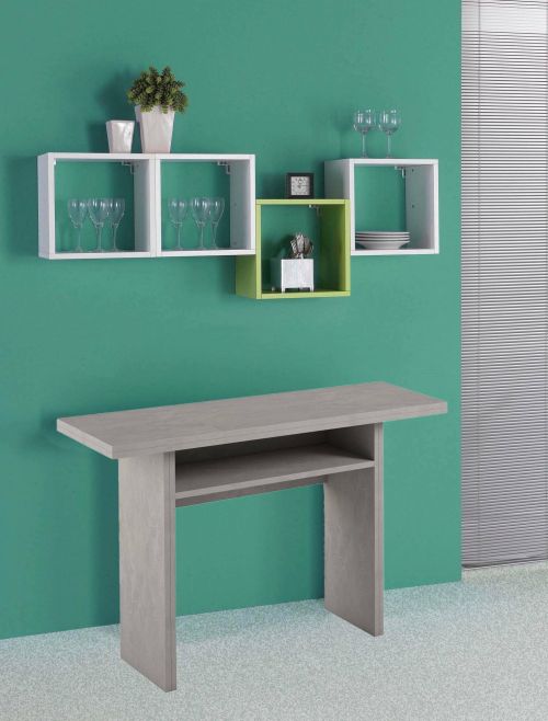 Tavolo allungabile Lavanda, Consolle multiuso allungabile, Tavolo da pranzo con apertura a libro, 100% Made in Italy, 120x70h75 cm, Cemento